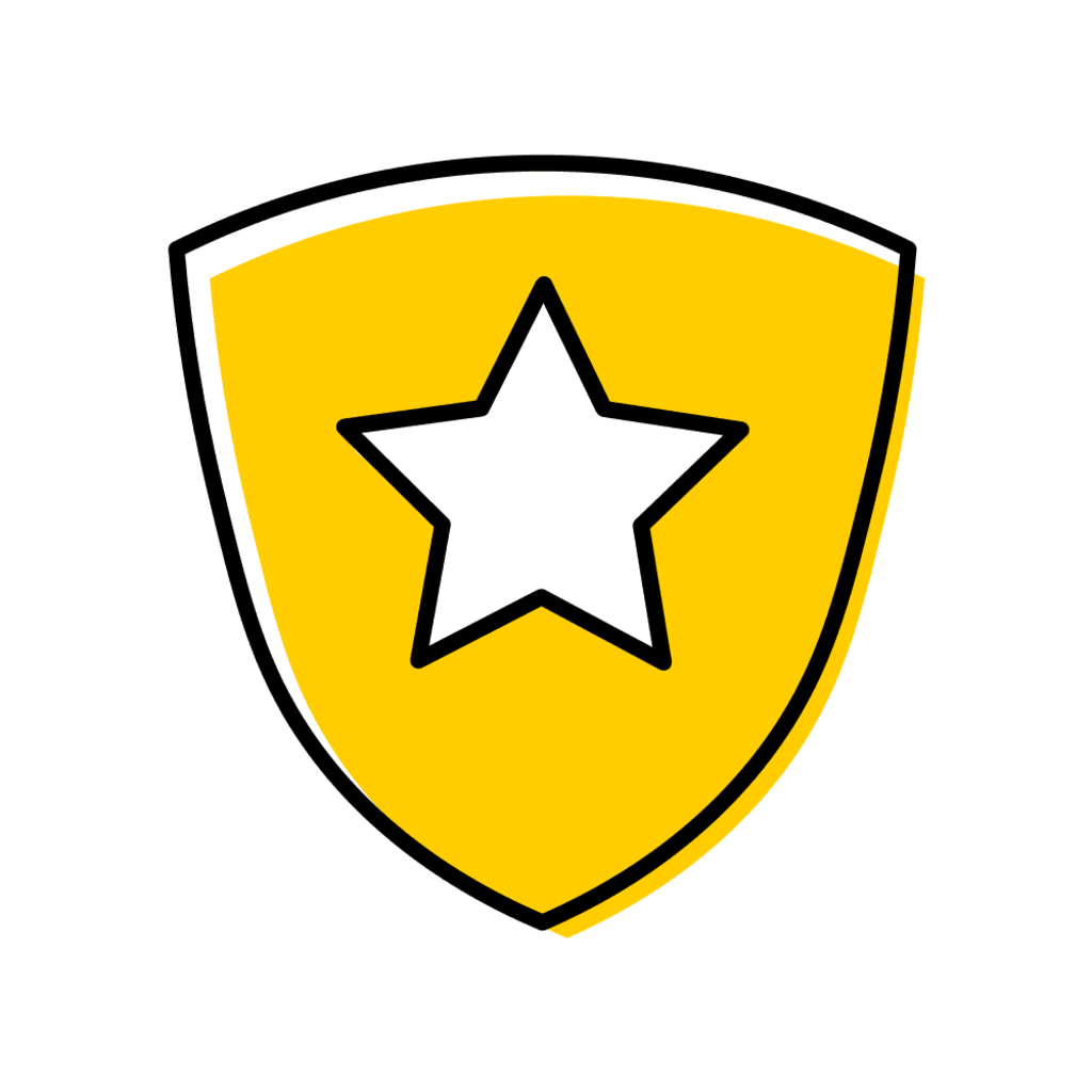 gold shield with white star in the center