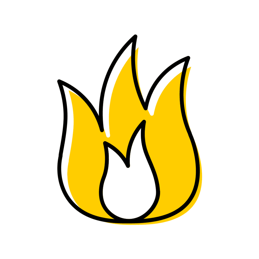 gold flame on a white background