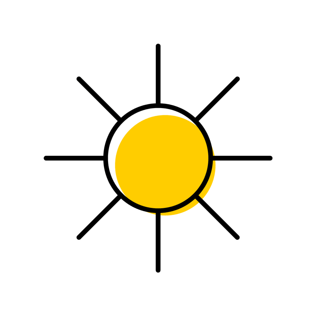 gold and black sun illustration