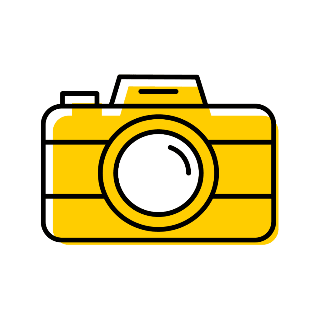 gold camera with white lens