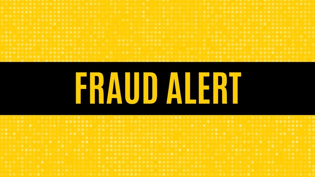 Gold text on a black background says Fraud Alert